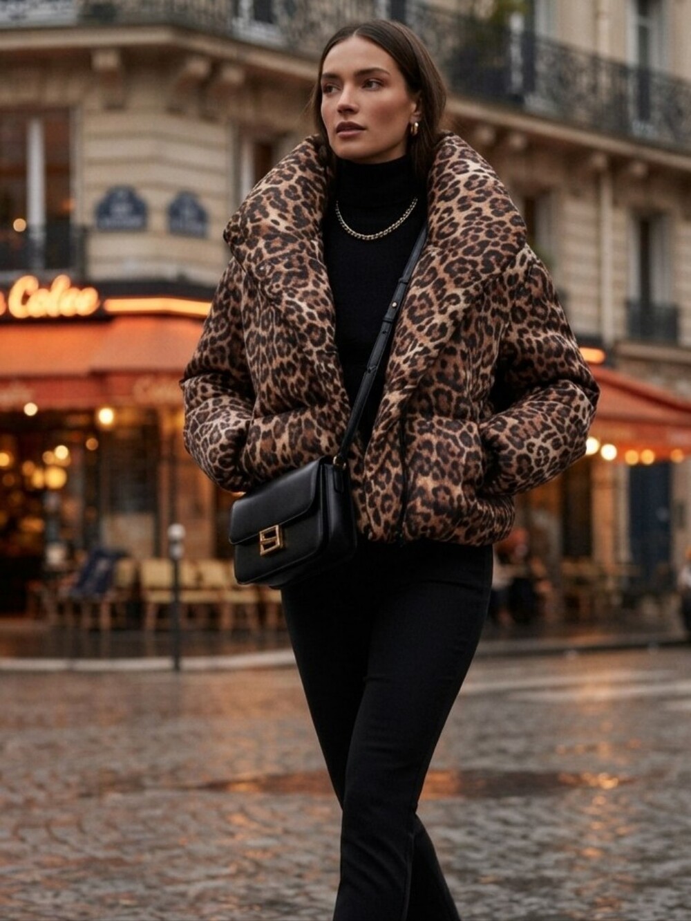 Steve Madden Evy Leopard Puffer Jacket, Animal Print Women's Jacket - Picture 1 of 9
